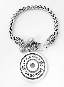Weight Lifting Fitness Dumbell Barbell Silver Charm Bracelet