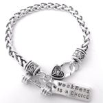 Weight Training Lifting Fitness Dumbell Barbell Silver Charm Bracelet