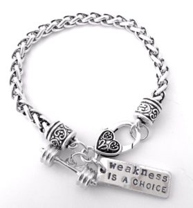 Weight Training Lifting Fitness Dumbell Barbell Silver Charm Bracelet 