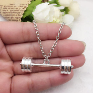 BARBELL WEIGHTLIFTING PENDANT NECKLACE