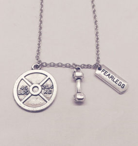 45 lbs+dumbbell +FEARLESS Charm Necklace 