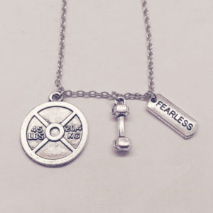 45 lbs+dumbbell +FEARLESS Charm Necklace