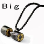 Large Black with Gold Dumbbell Pendant