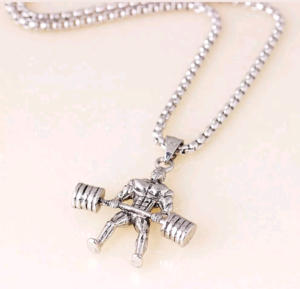 Men Weight Lifting Dumbbell Pendant Men Necklace 