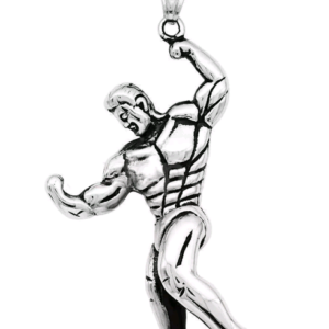 Muscle Man Bodybuilder Dumbbell Pendant Necklace